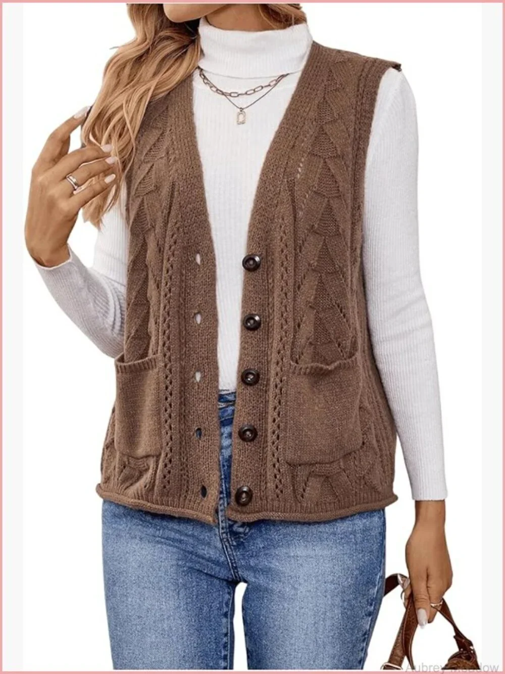 Sweater Vest Button Down Cardigan Sleeveless Knit Top